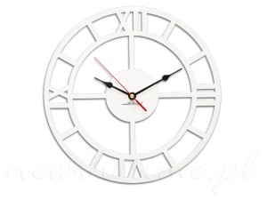 Zegar ścienny Rzym - biały, okrągły, połysk, 29 cm