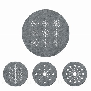 Świąteczny ZESTAW na stół Śnieżynki SZARY