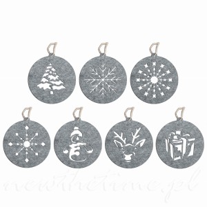 Bombki z filcu - zestaw SZARY