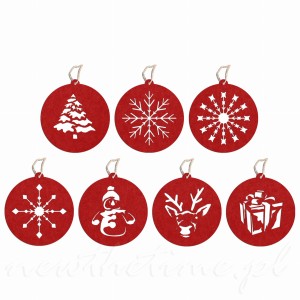 Bombki z filcu - zestaw CZERWONY