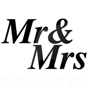 Czarny napis ścienny 3D samoprzylepny – Mr & Mrs