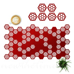Bieżnik filcowy Hex - czerwony