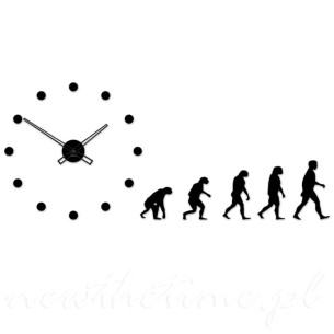 Zegar ścienny Evolution - czarny, ewolucja człowieka, duży 130 cm
