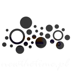 Lustro dekoracyjne Rings - czarne, błyszczące, naklejane 3 mm