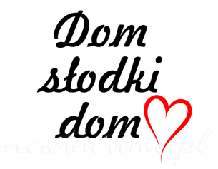 Czarny napis na ścianę – Słodki Dom z czerwonym sercem