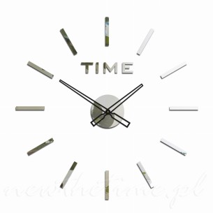 Zegar ścienny Linea V2 - kreski, napis time, lustrzany 81 cm