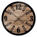 Zegar szklany na ścianę Modern Wood X1 motyw drewna czarne indeksy- 50 cm