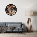 Zegar na ścianę Modern Wood X17 z eleganckimi białymi wskazówkami i wzorem mapy świata, 50 cm.
