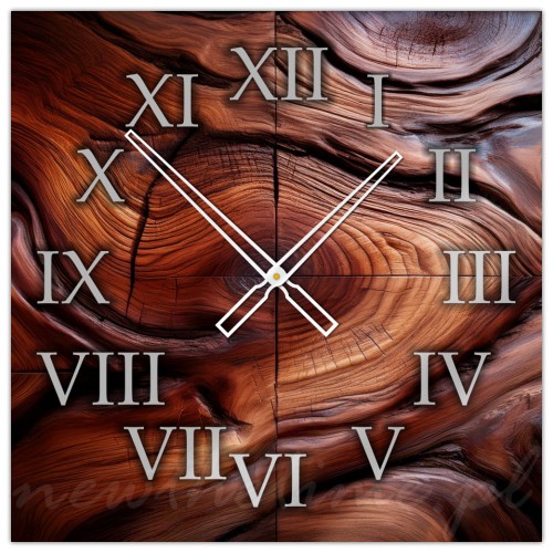 elegancki-zegar-scienny-szklo-brazowe-drewno