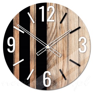 Zegar ścienny Modern Wood X7 szklany duży drewno - 50 cm