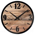 Szklany zegar ścienny - motyw drewna czarne cyfry Modern Wood X6 40 cm
