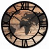 Szklany zegar ścienny z mapą świata podróżny Modern Wood X17 - 40 cm