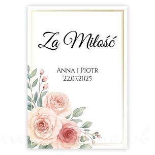 Etykiety na Wódkę Weselną 50 szt. – róża, minimalistyczna, personalizowana