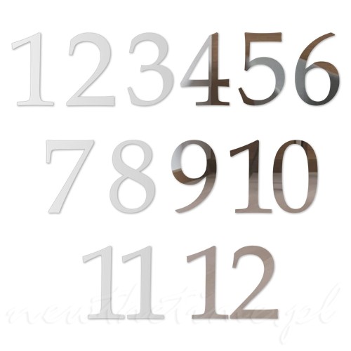 Lustrzane cyfry arabskie z pleksi do zegara ściennego, komplet 12 szt.