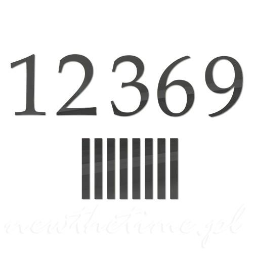 Czarne cyfry arabskie z indeksami/kreseczkami 8 szt.