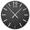 Matowy zegar ścienny czarny – lustrzane kreski, cichy mechanizm AURELIO MAT 50 cm