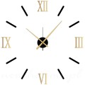 Złoty rzymski zegar ścienny – czarne kreski, cichy mechanizm ROMANO GOLD 70 cm
