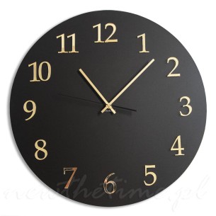 Zegar na ścianę ARABIC - matowy, duży, złote cyfry 50 cm