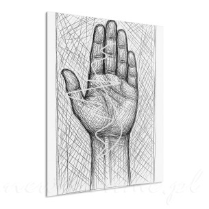 Obraz na płótnie czarno-biały – motyw dłoni Hand 60x40 cm