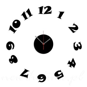 Zegar ścienny Snapie - czarny, naklejany, cichy mechanizm