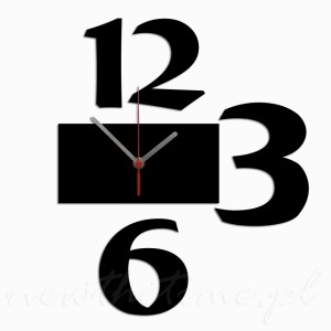 Zegar ścienny Trio - czarny z cyframi, samoprzylepny