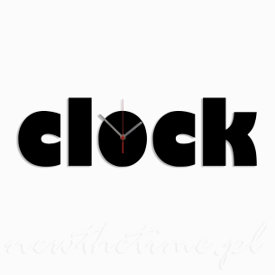 Zegar ścienny Clock - z napisem, czarny 