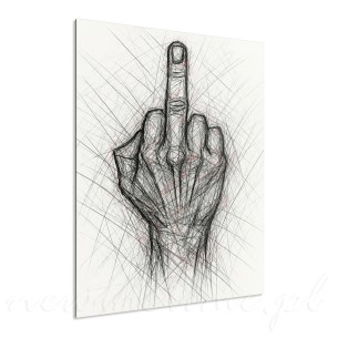 Czarno-biały obraz na płótnie – środkowy palec SIGNAL 60x40 cm