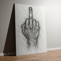 obraz-60-40-cm-signal-abstrakcyjny-monochromatyczny-narysowany-reka-wizualizacja-2-oparty-o-szara-sciane-bok