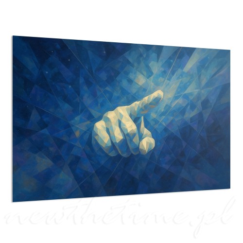 Obraz-na-płotnie-emanation-granatowy-niebieski-bialy-motyw dłoni-60-40-cm