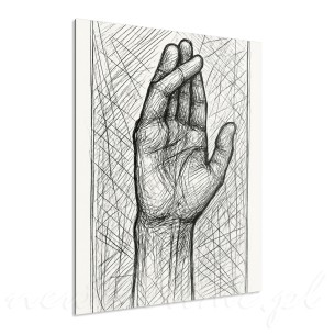 Obraz na płótnie czarno-biały – motyw naszkicowanej dłoni Hand Sketch