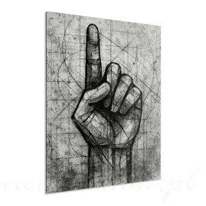 Obraz na płótnie czarno-biały – szary motyw palec wskazujący Uplift