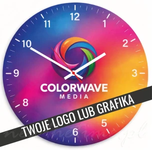 Spersonalizowany szklany zegar ścienny z Twoim logo lub grafiką - 40 cm 