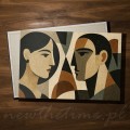 obraz-abstrakcyjny-mirrored-para-ludzi-cieple-kolory--stylizowany-portret-wizualizacja-2-oparty-na-drewnianej-podlodze-60-40-cm