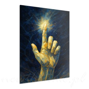 Obraz na płótnie czarno-biały – abstrakcyjna kosmiczna dłoń Celestial Spark