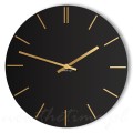 Elegancki zegar ścienny ze złotymi kreskami - czarny mat - Elegant 30 cm