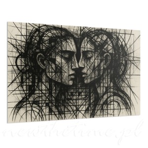 Obraz na płótnie –  czarno-biała abstrakcja twarzy Fractured Echo