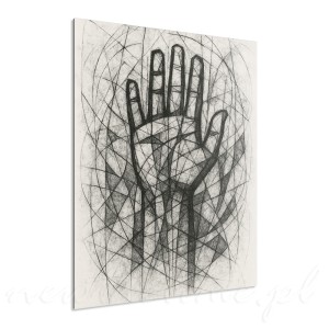 Obraz na płótnie czarno-biały – dłoń abstrakcja Verticcal Signal