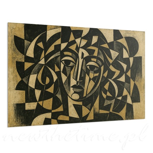 obraz-czarno-zloty-kubistyczny-geometryczny-portret-fragmented-muse-60-40-cm