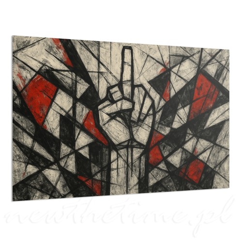 obraz-geometryczna-kompozycja-czarno-czerwona-defiant-geometry-60-40-cm