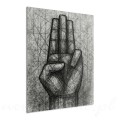 abstrakcyjny-obraz-na-plotnie-czarno-biały-geometryczna-dłoń-szkic-artystyczny-linie-konstrukcyjne-solidarity-60-40-cm