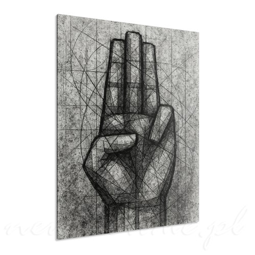 abstrakcyjny-obraz-na-plotnie-czarno-biały-geometryczna-dłoń-szkic-artystyczny-linie-konstrukcyjne-solidarity-60-40-cm