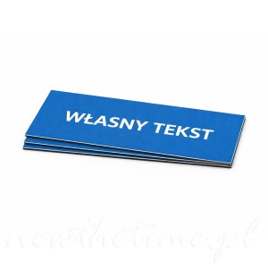 Niebieskie oznaczniki grawerowane – tabliczki grawerki 150x100 mm, własny tekst