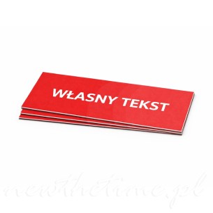 Czerwone oznaczniki grawerowane – tabliczki grawerki 200x100 mm, własny tekst