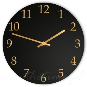 Czarny matowy zegar ścienny ze złotymi cyframi ARABIC 30 cm