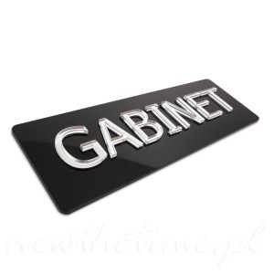 Tabliczka GABINET - czarny połysk, elegancka, lustrzany napis