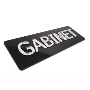 Tabliczka GABINET - czarny połysk, elegancka, lustrzany napis