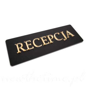 Tabliczka czarna z napisem RECEPCJA -  matowa, złoty napis