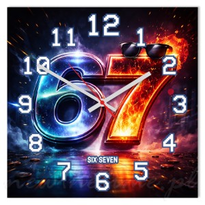 Zegar ścienny 67 czerwony niebieski efekt ognia i lodu