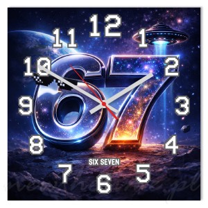 Zegar ścienny 67 kosmos UFO 30x30 cm PVC – młodzieżowy galaxy