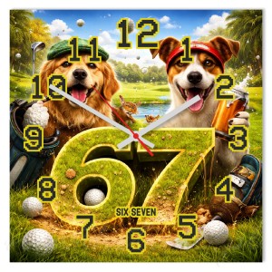 Zegar 67 pies golfista śmieszny 30x30 cm PVC